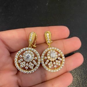 Judith Ripka Sterling Silver & 14K Clad Diamonique Sunrise Drop Clip On Earrings